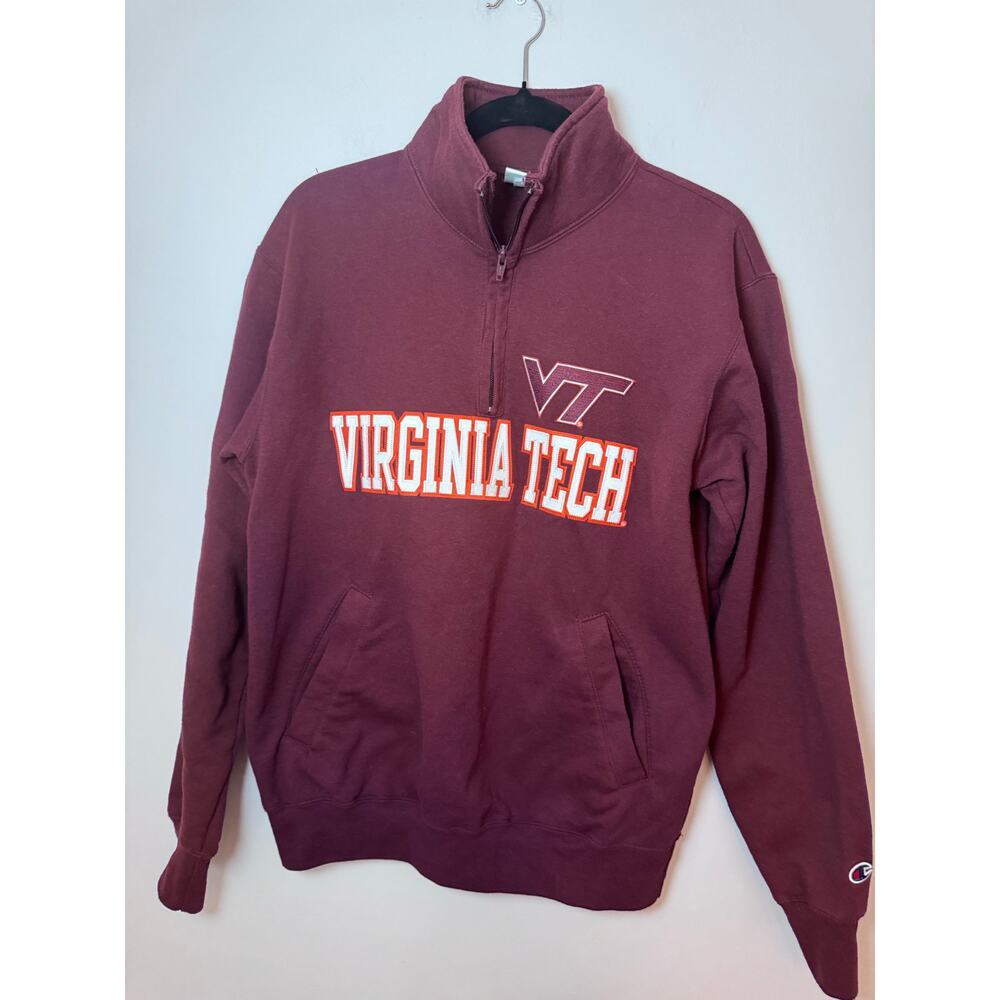 Virginia Tech Champion burgundy pull over quarter zip unisex sz M